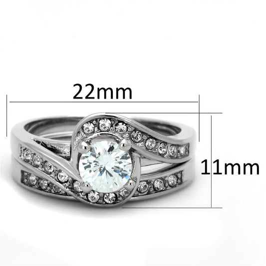 3W575 - Rhodium Brass Ring with AAA Grade CZ in Clear