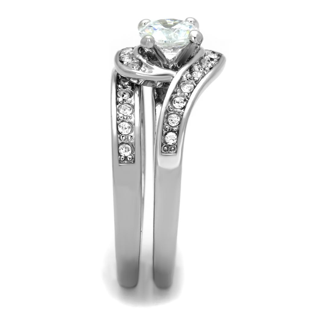 3W575 - Rhodium Brass Ring with AAA Grade CZ in Clear