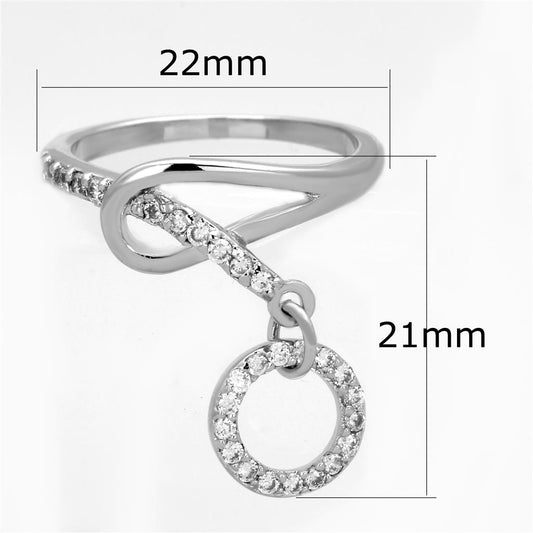 3W577 - Rhodium Brass Ring with AAA Grade CZ in Clear