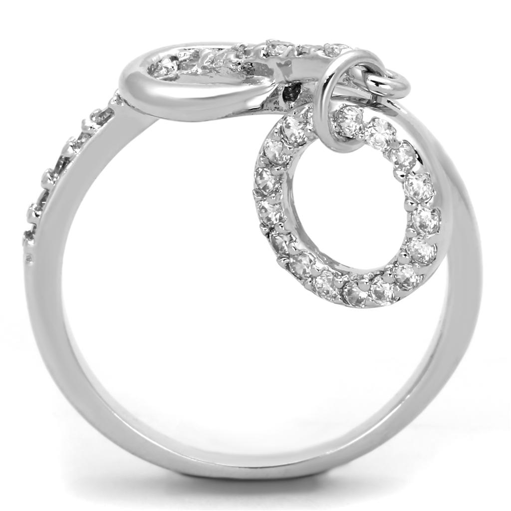 3W577 - Rhodium Brass Ring with AAA Grade CZ in Clear