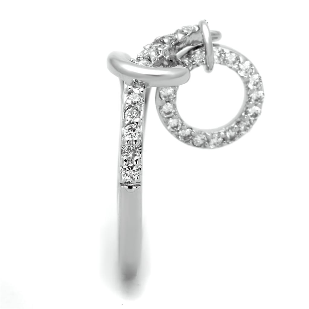 3W577 - Rhodium Brass Ring with AAA Grade CZ in Clear