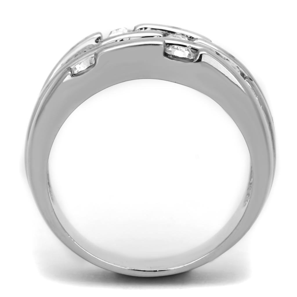 3W581 - Rhodium Brass Ring with Top Grade Crystal in Clear