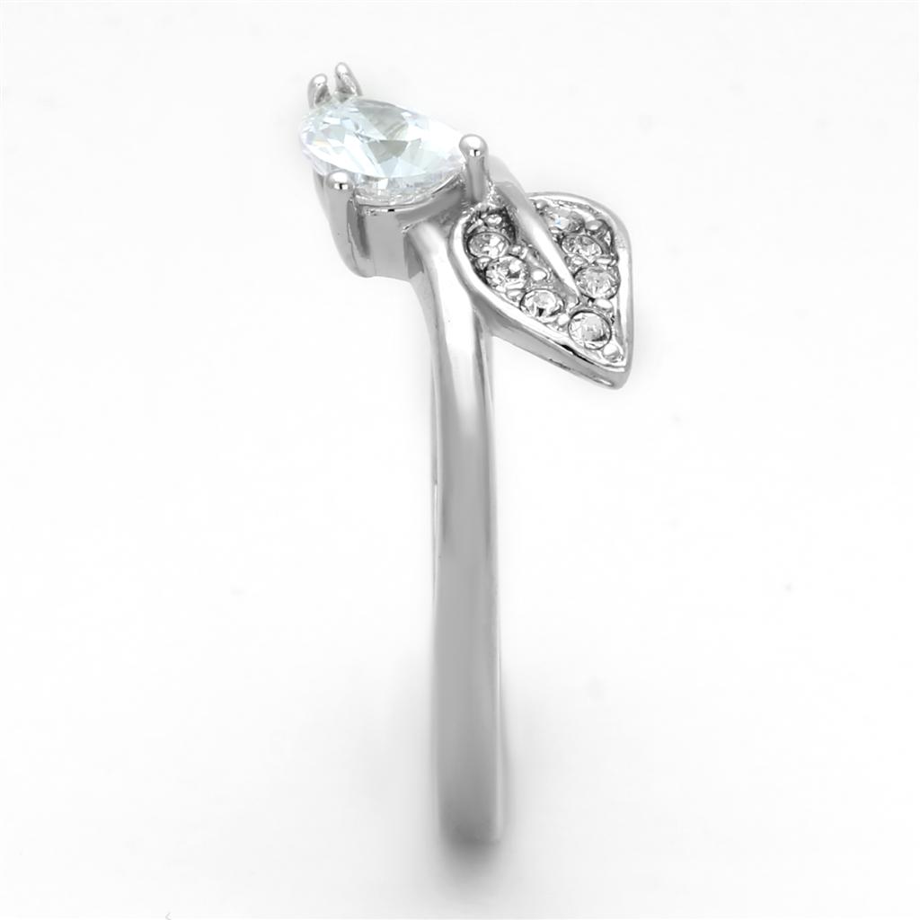3W584 - Rhodium Brass Ring with AAA Grade CZ in Clear
