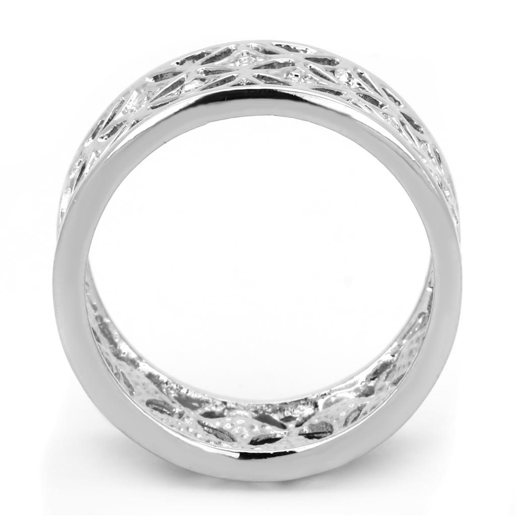 3W590 - Rhodium Brass Ring with Top Grade Crystal in Clear