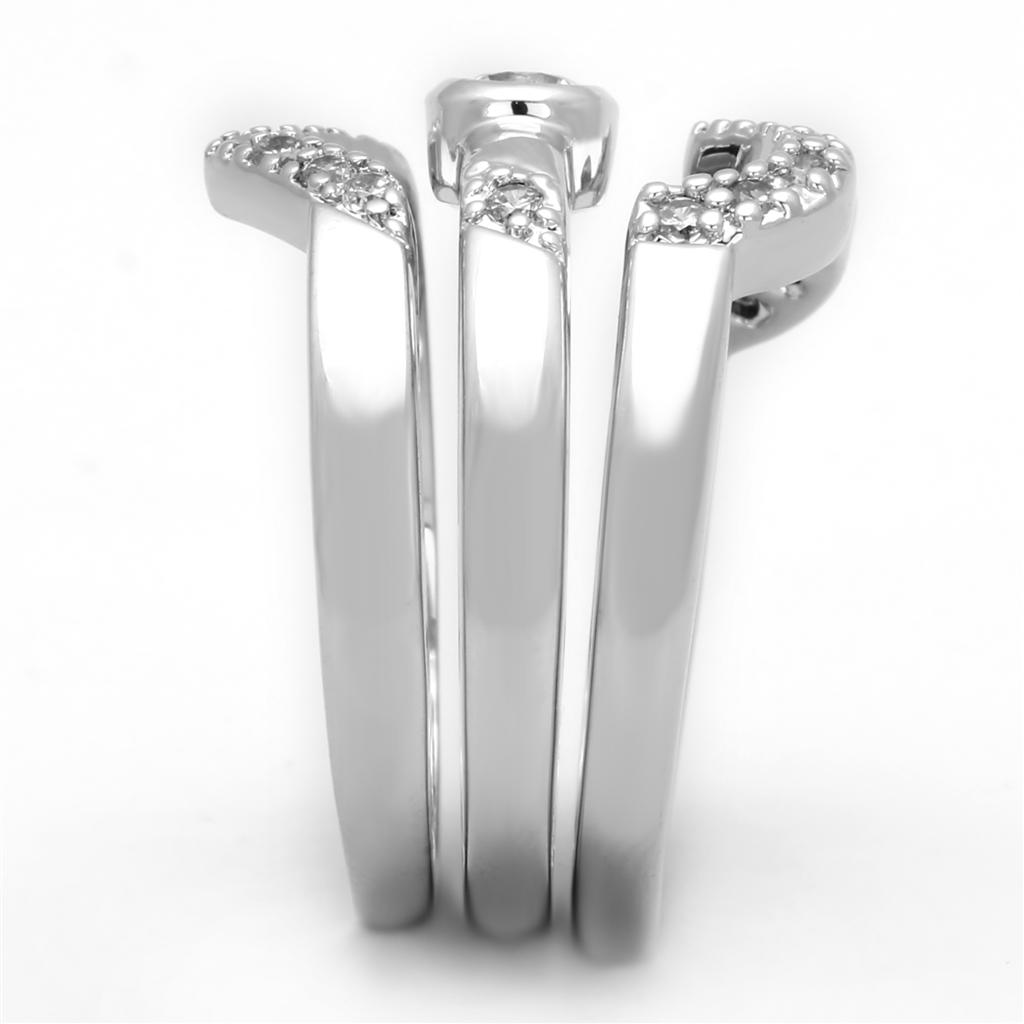 3W591 - Rhodium Brass Ring with AAA Grade CZ in Clear