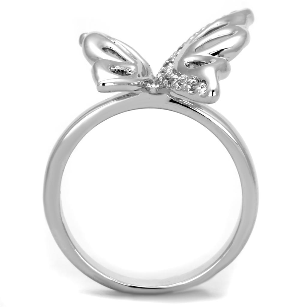 3W592 - Rhodium Brass Ring with AAA Grade CZ in Clear