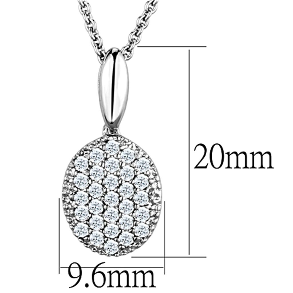 3W716 - Rhodium Brass Chain Pendant with AAA Grade CZ in Clear