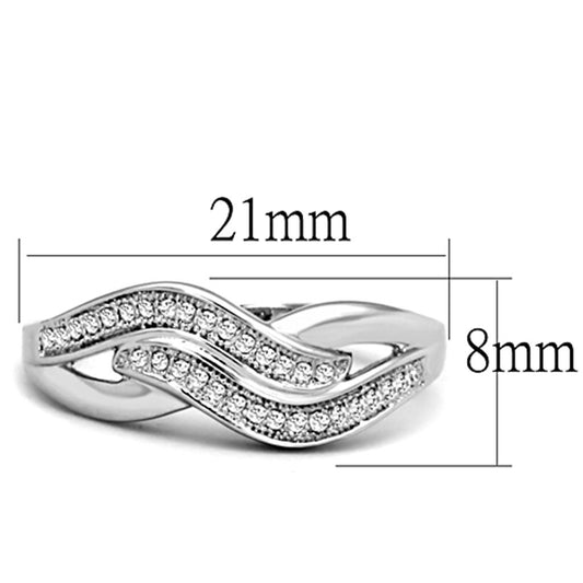 3W724 - Rhodium Brass Ring with AAA Grade CZ in Clear