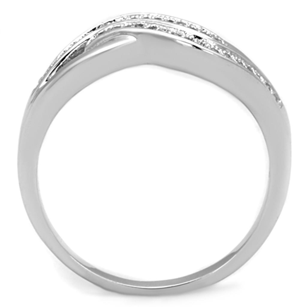 3W724 - Rhodium Brass Ring with AAA Grade CZ in Clear