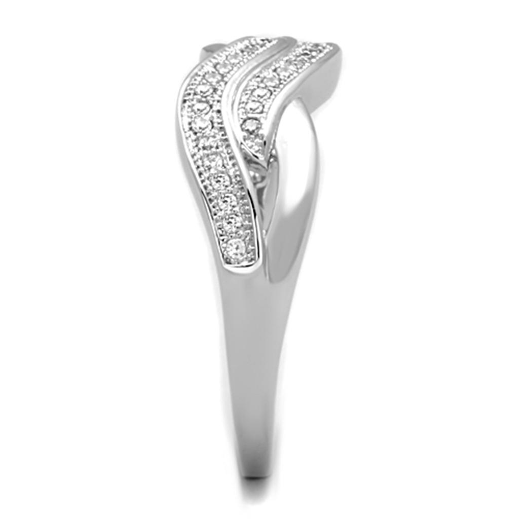 3W724 - Rhodium Brass Ring with AAA Grade CZ in Clear