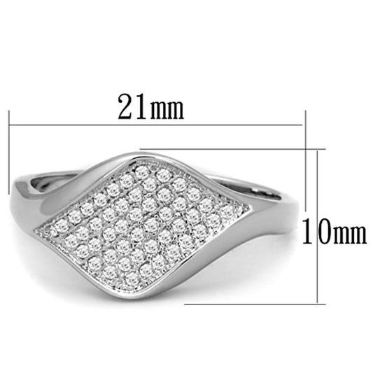 3W726 - Rhodium Brass Ring with AAA Grade CZ in Clear