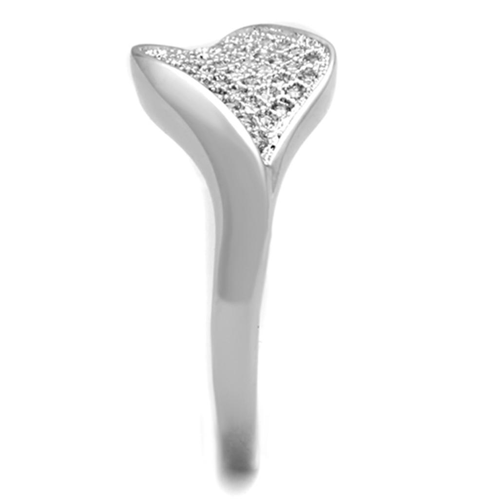 3W726 - Rhodium Brass Ring with AAA Grade CZ in Clear
