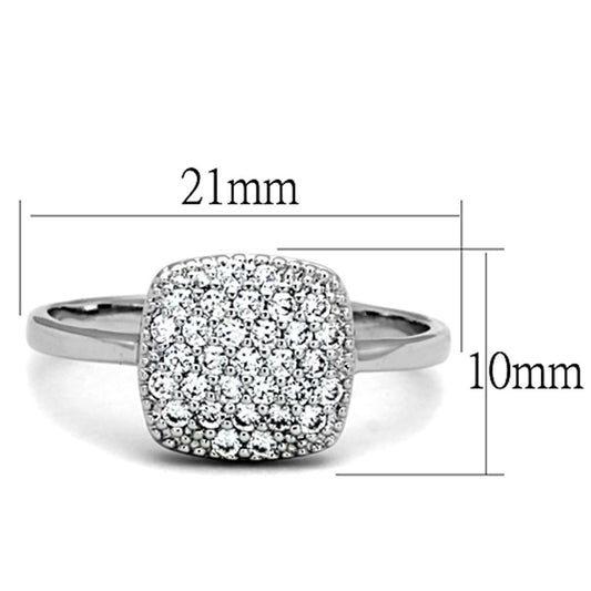 3W728 - Rhodium Brass Ring with AAA Grade CZ in Clear