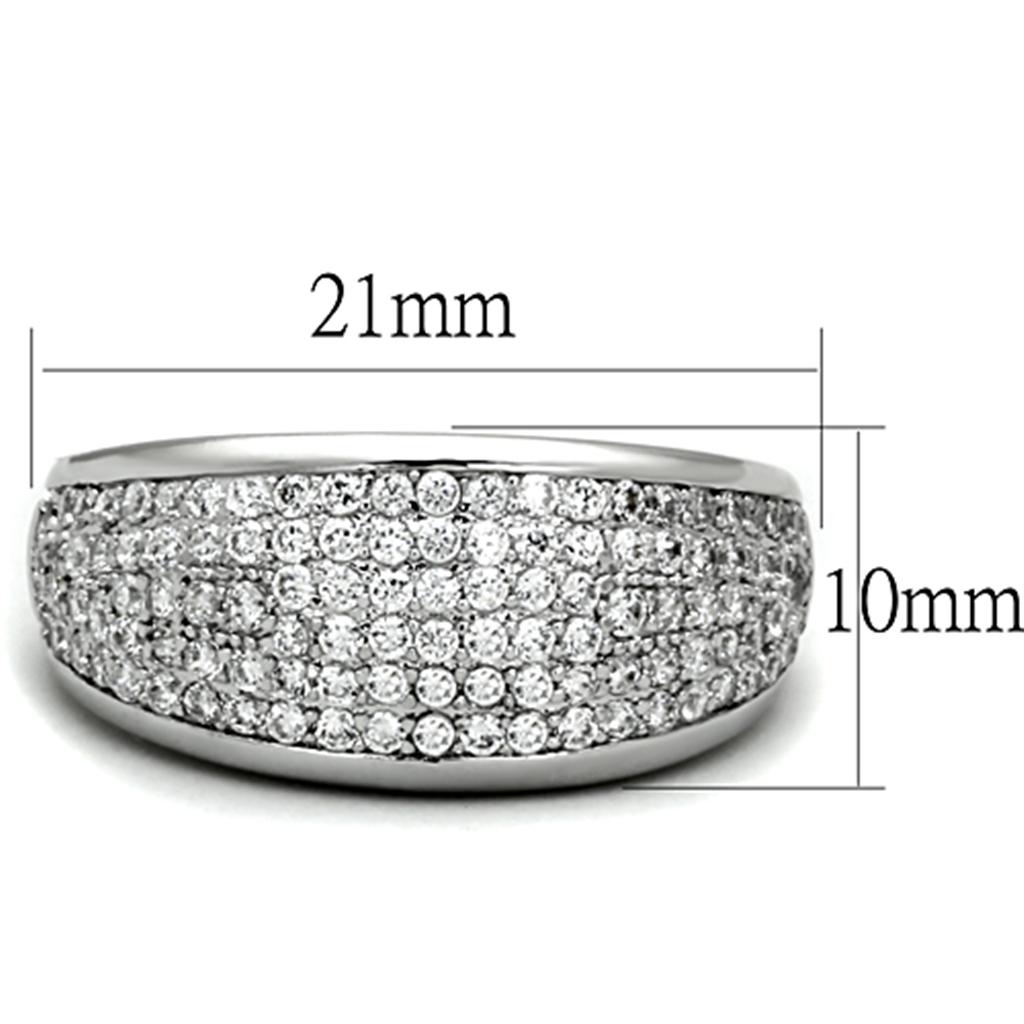 3W730 - Rhodium Brass Ring with AAA Grade CZ in Clear