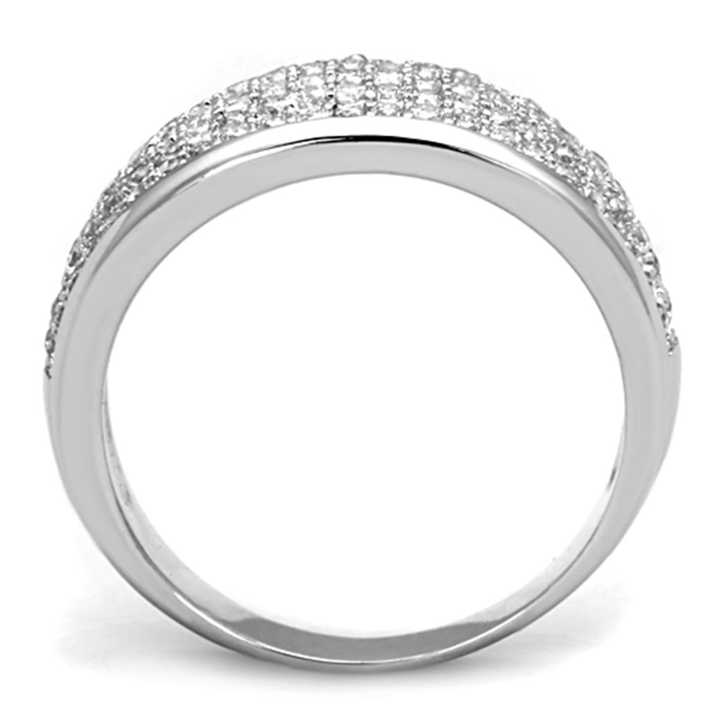 3W730 - Rhodium Brass Ring with AAA Grade CZ in Clear