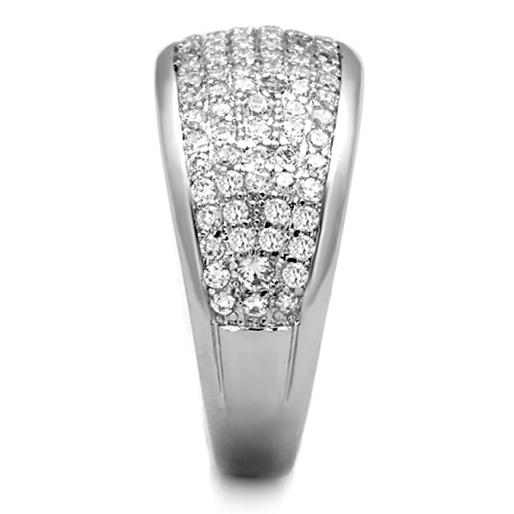 3W730 - Rhodium Brass Ring with AAA Grade CZ in Clear