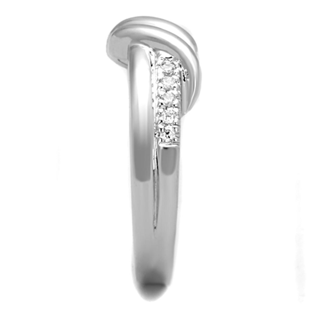 3W741 - Rhodium Brass Ring with AAA Grade CZ in Clear