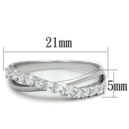 3W742 - Rhodium Brass Ring with AAA Grade CZ in Clear