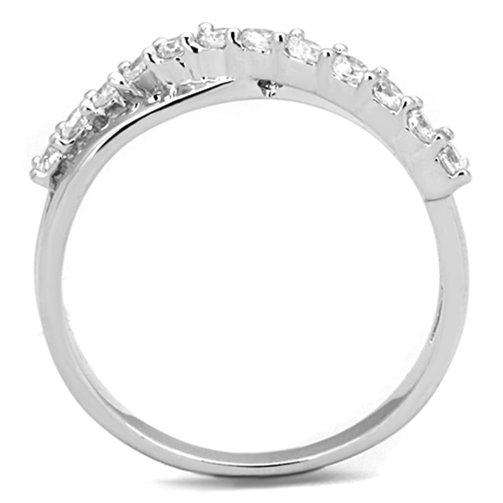 3W742 - Rhodium Brass Ring with AAA Grade CZ in Clear