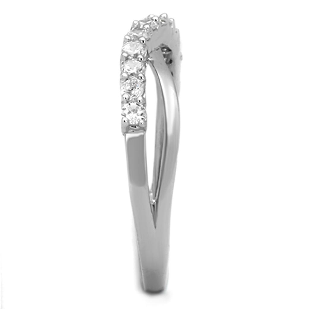 3W742 - Rhodium Brass Ring with AAA Grade CZ in Clear