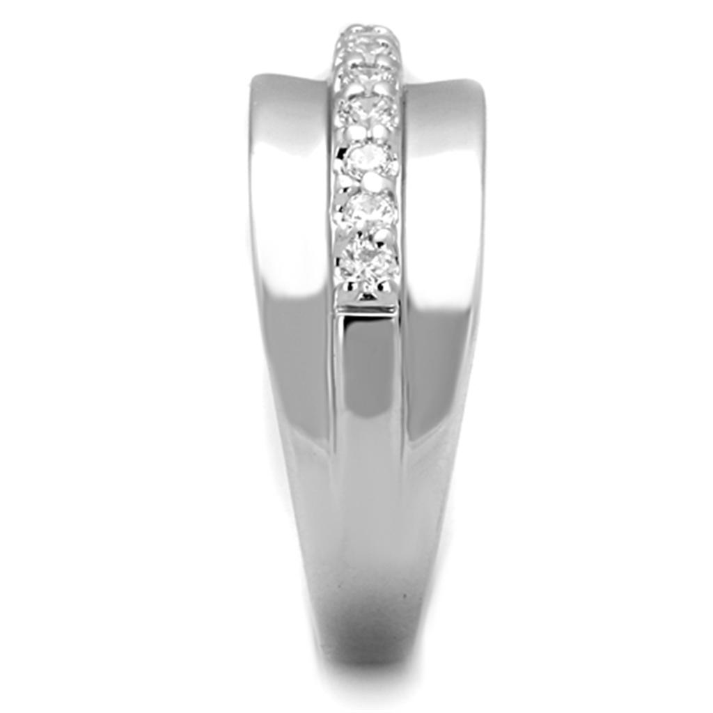 3W748 - Rhodium Brass Ring with AAA Grade CZ in Clear