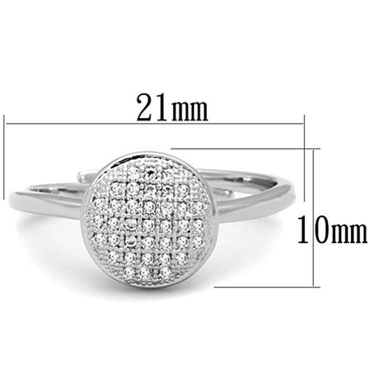 3W749 - Rhodium Brass Ring with AAA Grade CZ in Clear
