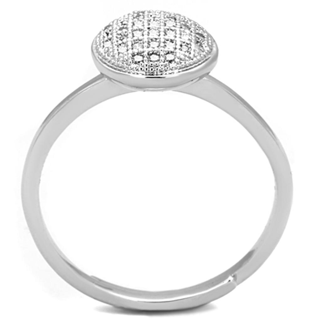 3W749 - Rhodium Brass Ring with AAA Grade CZ in Clear