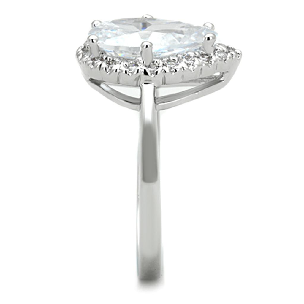 3W750 - Rhodium Brass Ring with AAA Grade CZ in Clear