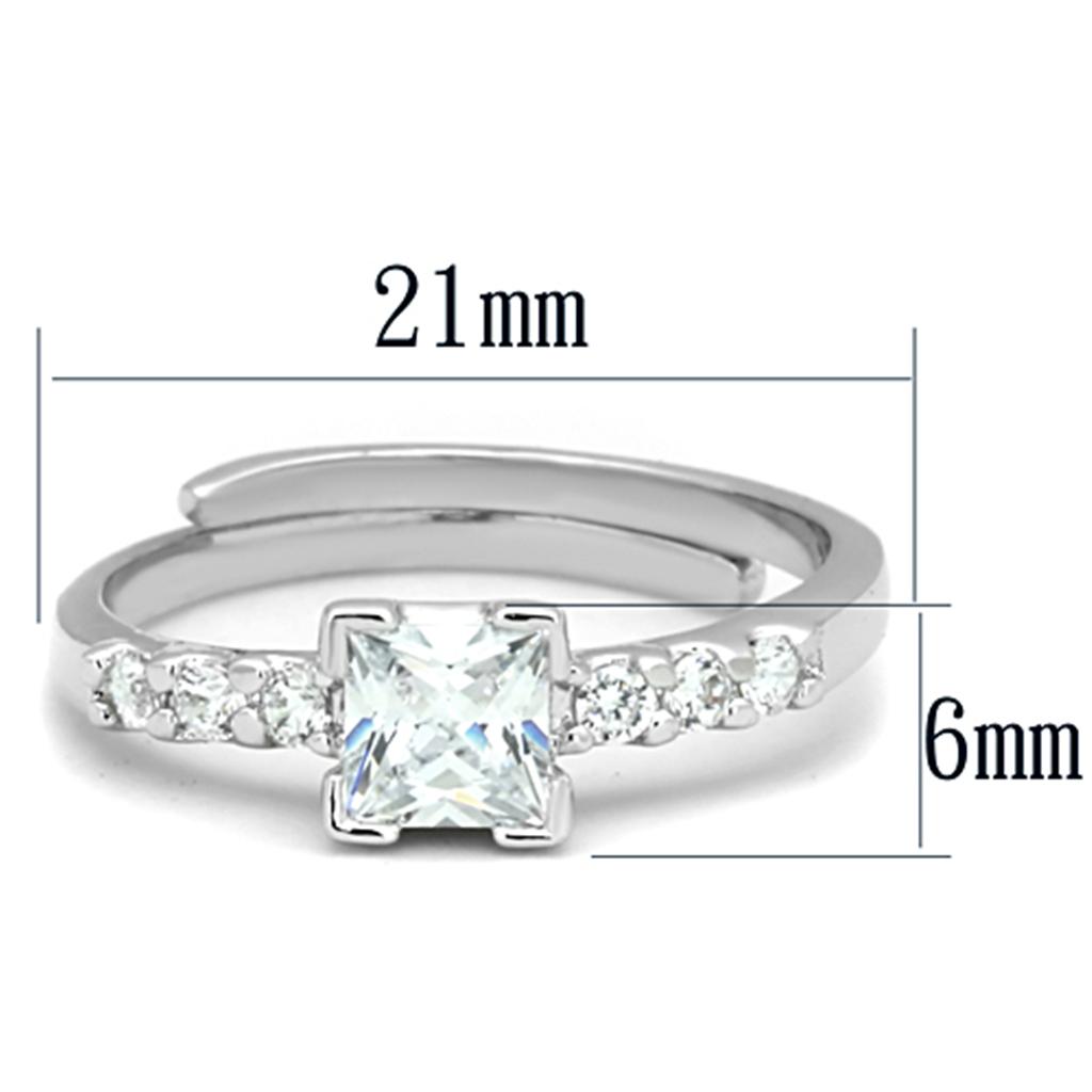 3W751 - Rhodium Brass Ring with AAA Grade CZ in Clear