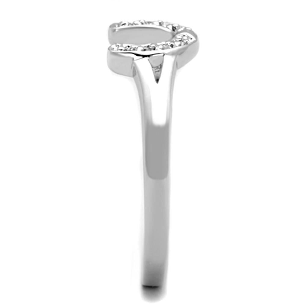 3W762 - Rhodium Brass Ring with AAA Grade CZ in Clear