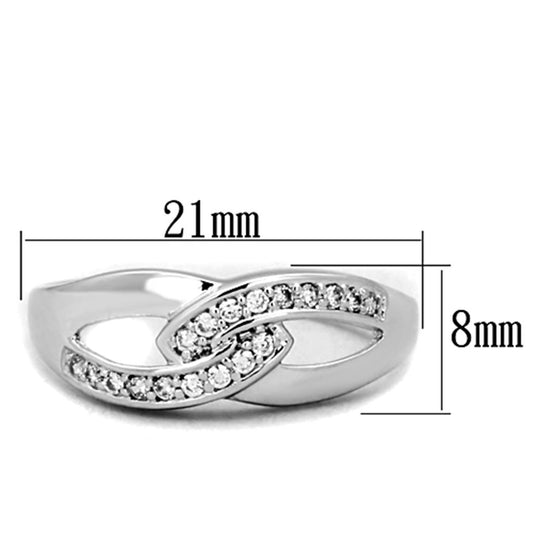3W763 - Rhodium Brass Ring with AAA Grade CZ in Clear