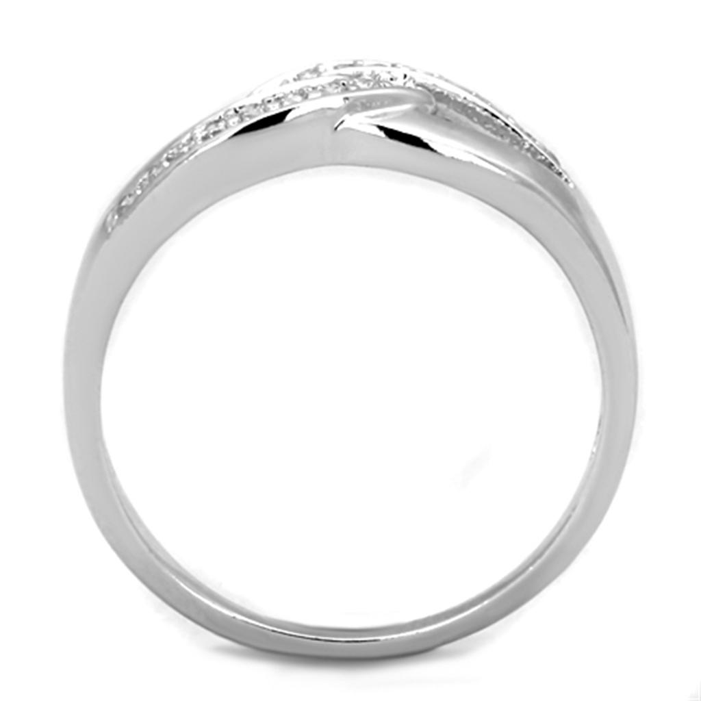 3W763 - Rhodium Brass Ring with AAA Grade CZ in Clear