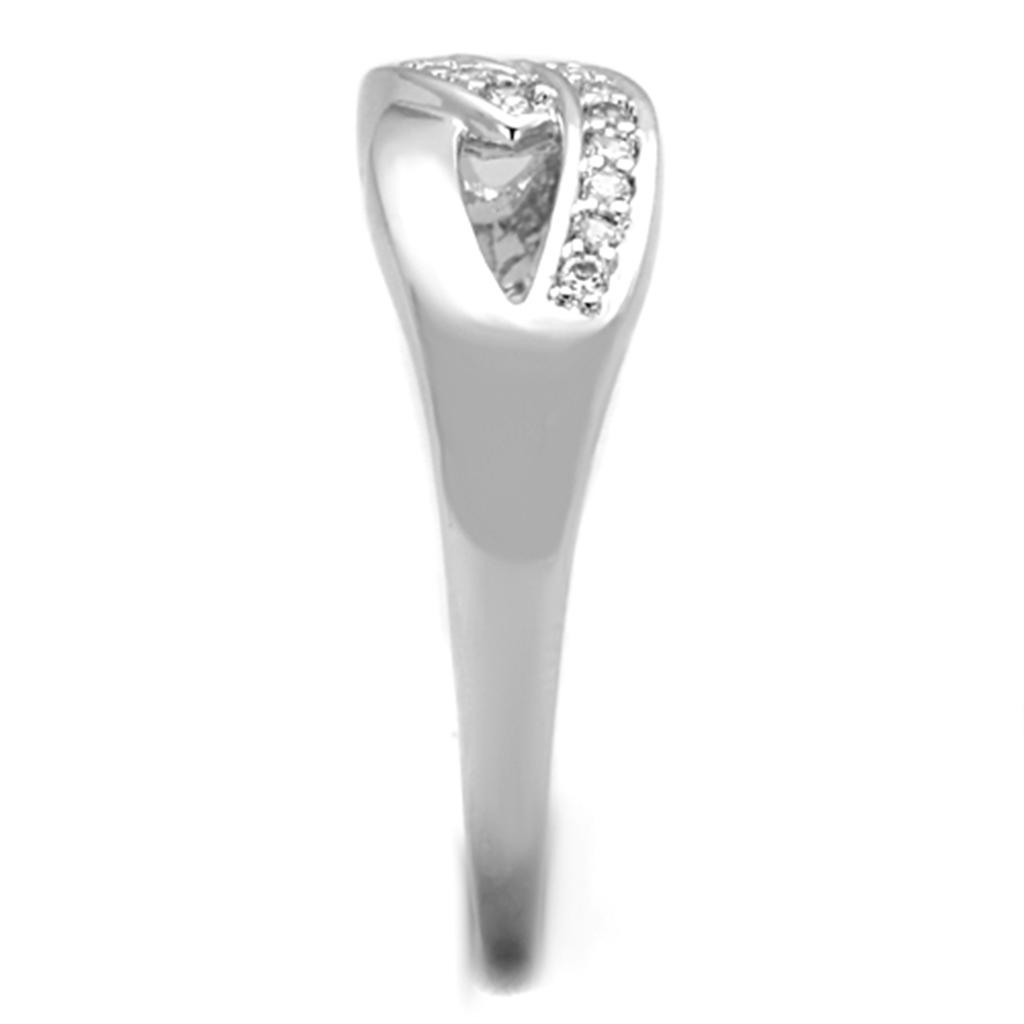 3W763 - Rhodium Brass Ring with AAA Grade CZ in Clear