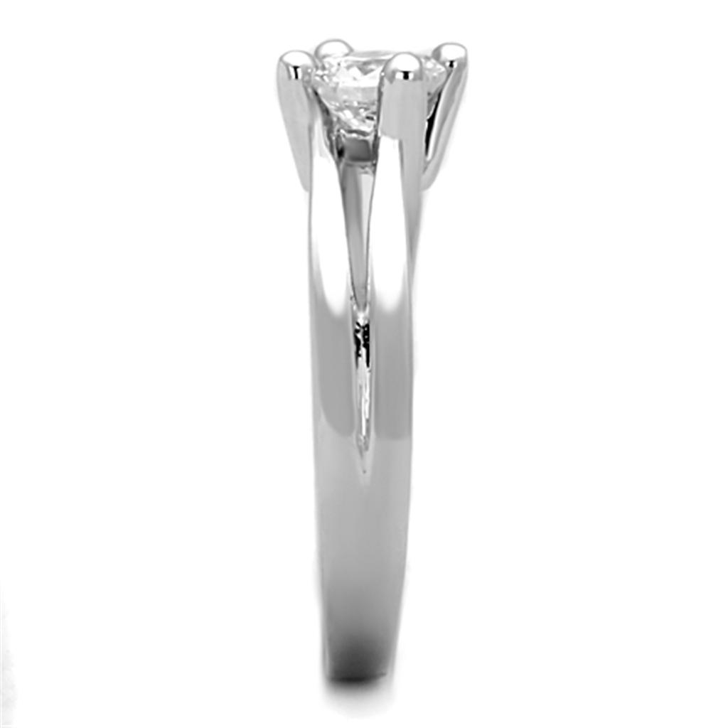 3W764 - Rhodium Brass Ring with AAA Grade CZ in Clear