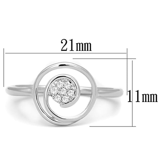 3W765 - Rhodium Brass Ring with AAA Grade CZ in Clear
