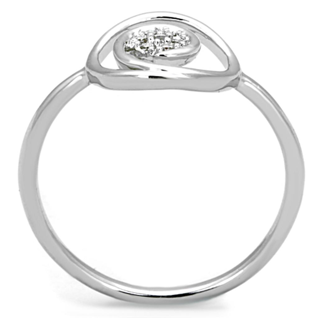 3W765 - Rhodium Brass Ring with AAA Grade CZ in Clear