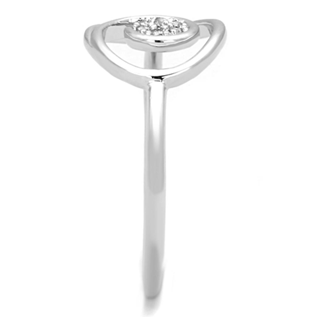 3W765 - Rhodium Brass Ring with AAA Grade CZ in Clear
