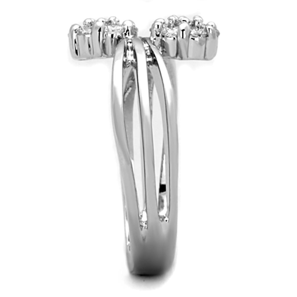 3W767 - Rhodium Brass Ring with AAA Grade CZ in Clear
