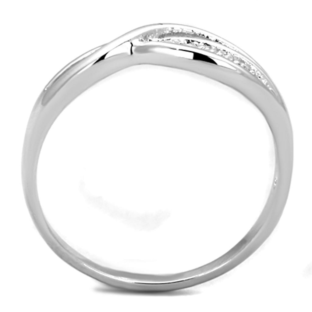 3W768 - Rhodium Brass Ring with AAA Grade CZ in Clear