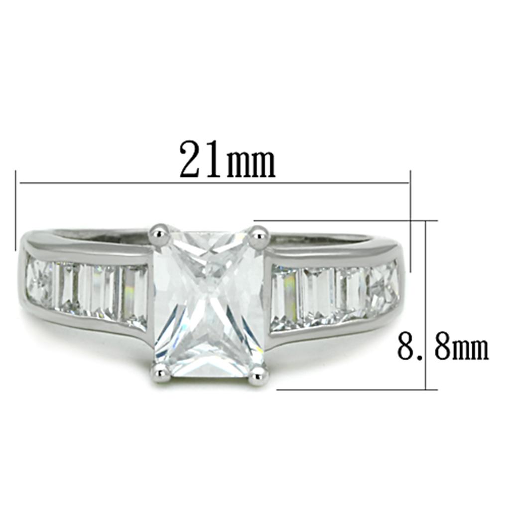 3W769 - Rhodium Brass Ring with AAA Grade CZ in Clear