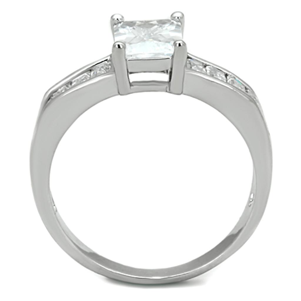3W769 - Rhodium Brass Ring with AAA Grade CZ in Clear