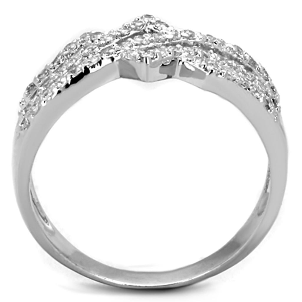 3W771 - Rhodium Brass Ring with AAA Grade CZ in Clear