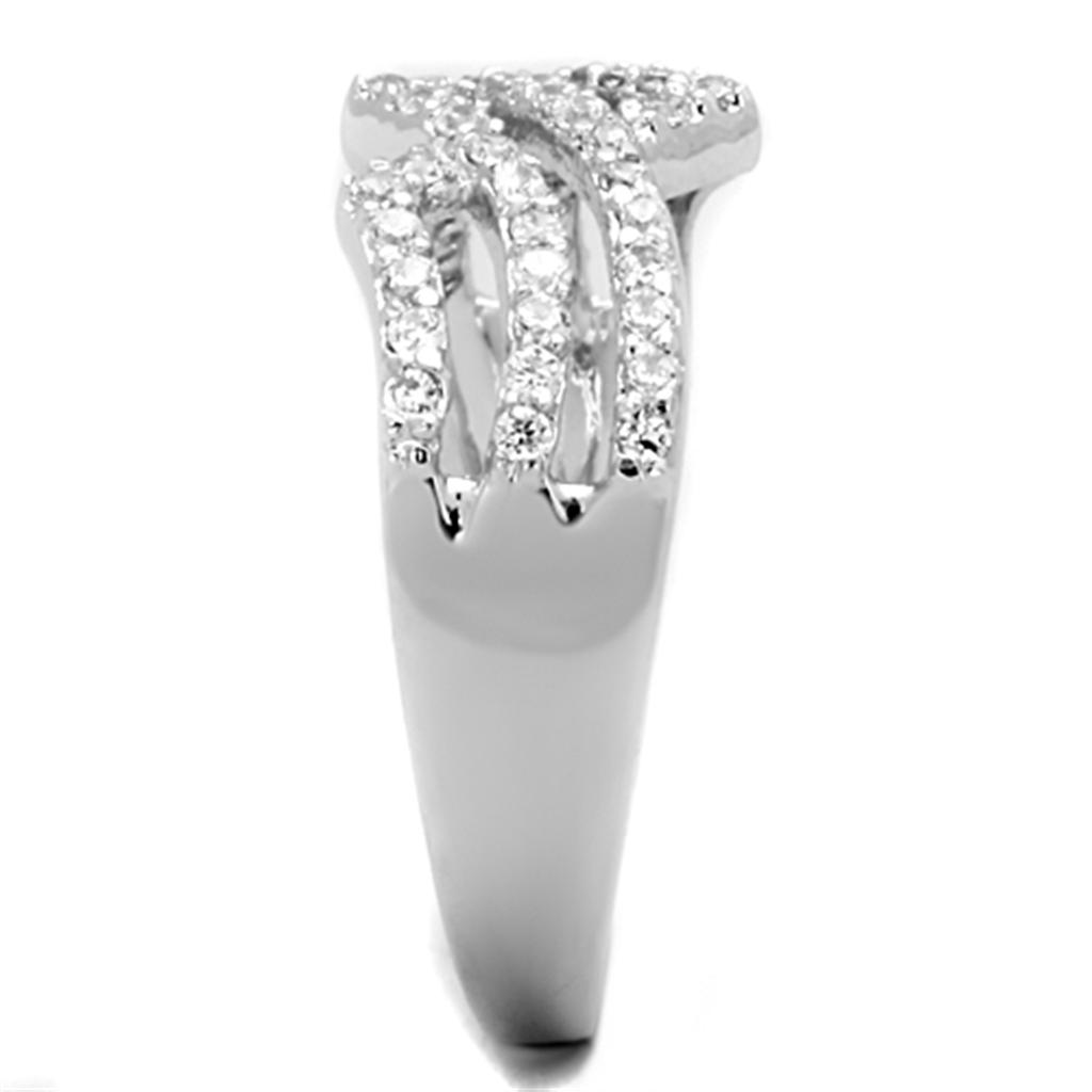3W771 - Rhodium Brass Ring with AAA Grade CZ in Clear