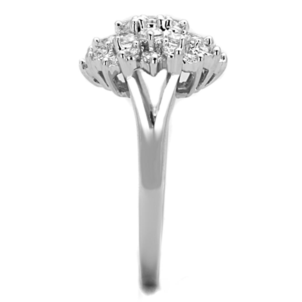 3W772 - Rhodium Brass Ring with AAA Grade CZ in Clear