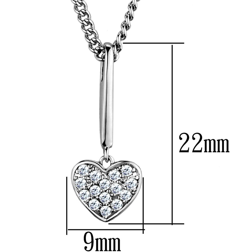 3W773 - Rhodium Brass Chain Pendant with AAA Grade CZ in Clear