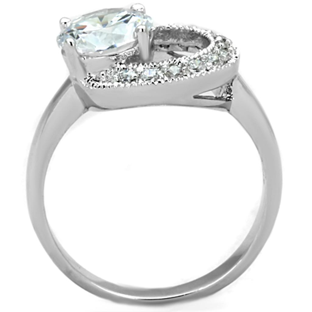 3W774 - Rhodium Brass Ring with AAA Grade CZ in Clear
