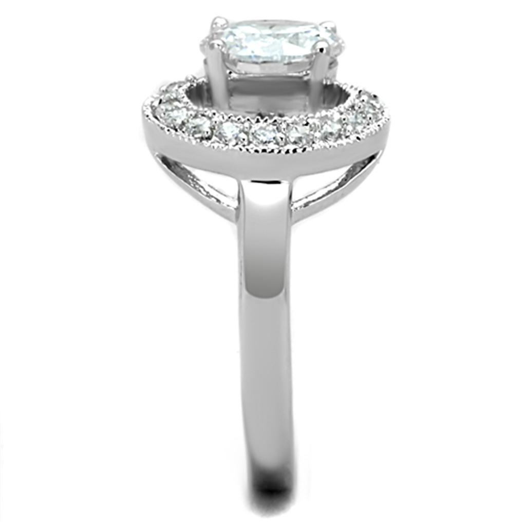 3W774 - Rhodium Brass Ring with AAA Grade CZ in Clear