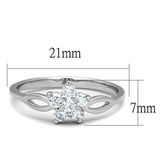 3W775 - Rhodium Brass Ring with AAA Grade CZ in Clear