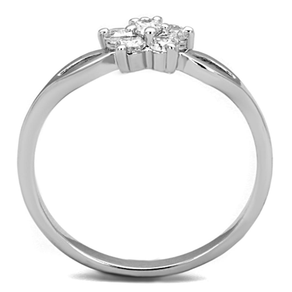 3W775 - Rhodium Brass Ring with AAA Grade CZ in Clear
