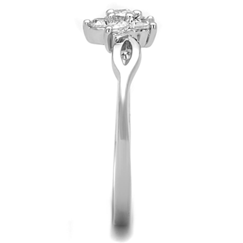 3W775 - Rhodium Brass Ring with AAA Grade CZ in Clear